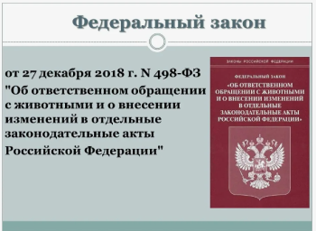 Федеральный закон от 27.12.2018 № 498-ФЗ &laquo;Об ответственном обращении с животными&raquo;